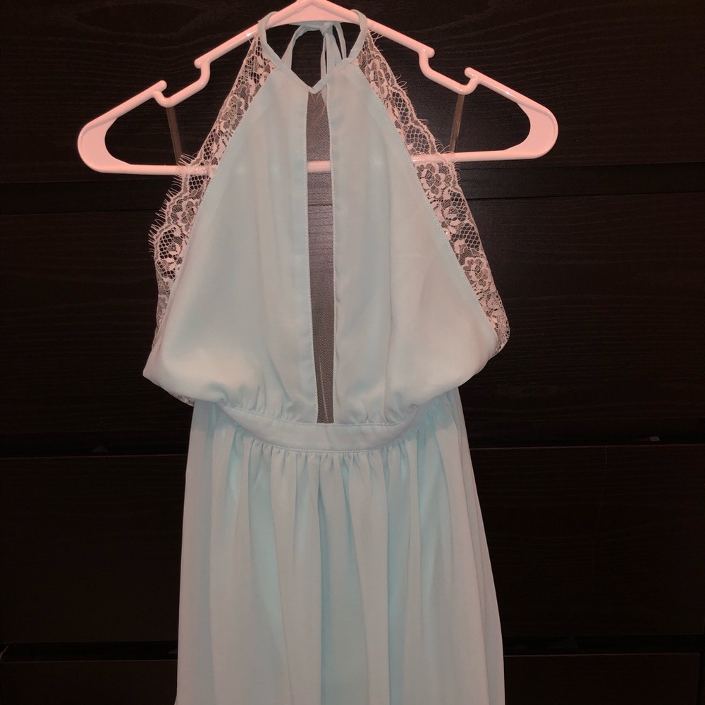Mint/light blue backless dress